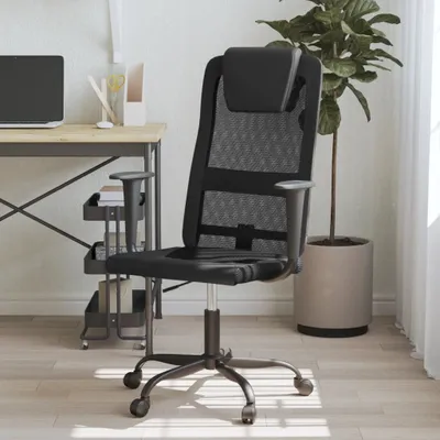 Produktbild von Eleganten-Stil Bürostuhl Höhenverstellbar Schwarz Netzstoff und Kunstleder - Bürostühle Hommie9401949 1parcel