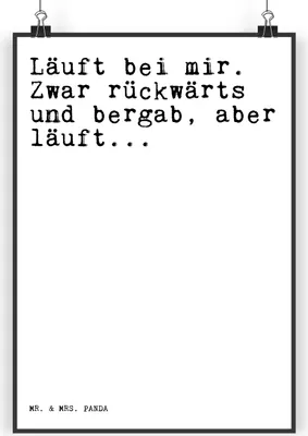 Produktbild von Mr. & Mrs. Panda Bild Läuft bei mir. Zwar... DIN A3 - Weiß - Geschenk, Wandbild, Spruch Sprüche Weisheiten Zitate Lustig Weisheit Worte, Designposter, drucke, Plakat