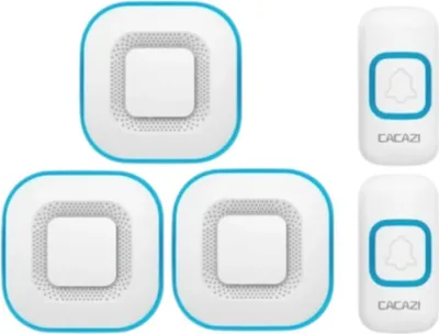 Produktbild von Kabellose Türklingel, intelligente LED-Türklingel für Zuhause, 3 Klingeln, 2 Tasten, Weiß