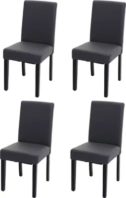 Four identical dining chairs are arranged in a 2x2 grid against a white background.