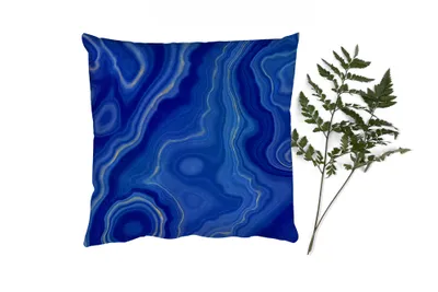 Produktbild von MuchoWow® Zierkissen Sofakissen Wohnzimmer Dekokissen 45x45 cm Blau - Achat - Steine - Schlafpolster - Polster für das Sofa