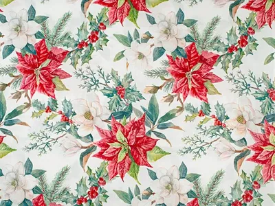 Produktbild von H&H Tischdecke aus Polyester mit Weihnachtsblumenmuster, 140 x 180 cm, für 6 Personen