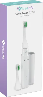 A product box for a TrueLife SonicBrush T100 electric toothbrush.