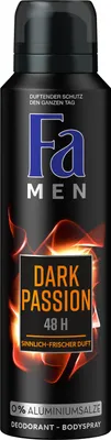 Zdjęcie produktu dla Fa Deospray Men Dark Passion zapach drzewa sandałowego 150ml opakowanie 6 sztuk