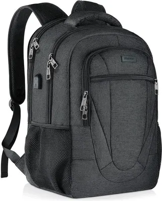 Produktbild von Famanu Schulrucksack für Jungen und Teenager - Schwarz - 15,6 Zoll Laptop - USB-Ladeanschluss