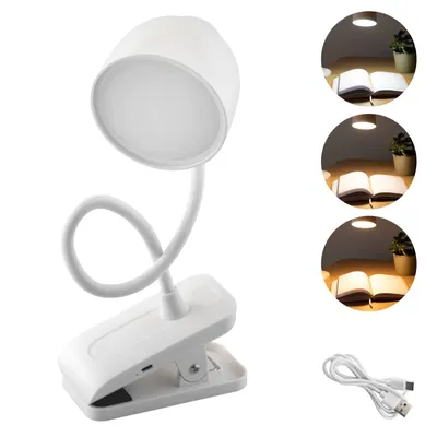 Produktbild von LUMILED LED 5W Schreibtischlampe Weiß Dimmbar Farbwechsel CCT 3000/4500/6000K USB-C Schwenkarm Tischklemme Ein/Aus Berührungsschalter Höhenverstellbare Leselampe Büro Arbeitszimmer Nachttischlampe