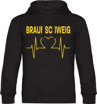 Produktbild von multifanshop Kapuzen Sweatshirt - Braunschweig - Herzschlag, schwarz-1, Größe XXL