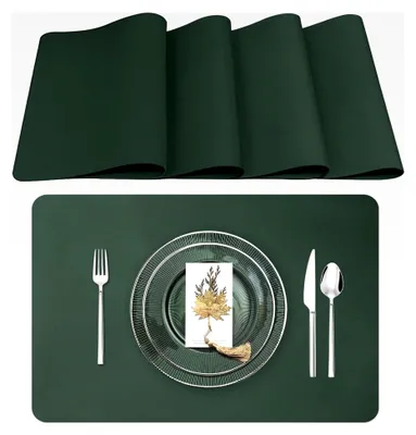 Produktbild von Abwaschbare Tischsets, Set mit 4 Platzsets, Hitzebeständig, rutschfest, für Küchentisch und Restaurants, Grün