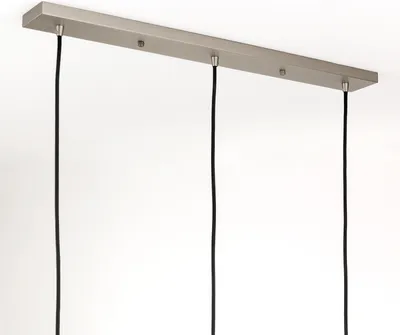 Produktbild von Deckenbaldachin für Leuchte länglich Abzweigdose mit 3 Kabelauslässen, für Esstisch, 70x8cm, Silber matt