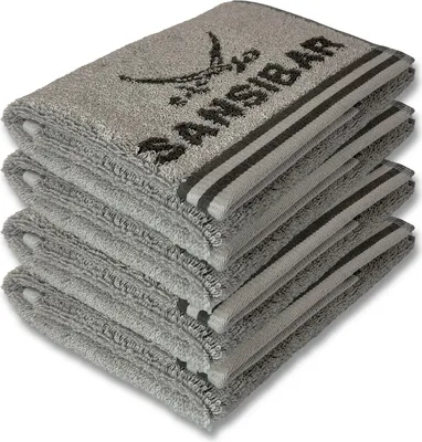 Produktbild von Sansibar Sylt Gästehandtuch 4er Set, Frottier-Serie "Doubleface“, 30x50 cm, silber/anthrazit