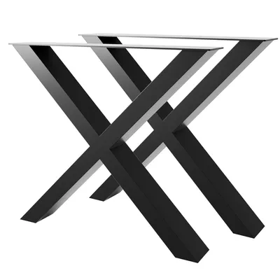 Zdjęcie produktu dla MetaloPro Nogi stołowe Belaga Lite Extreme – czarne Solidne metalowe nogi w kształcie litery X, nowoczesny industrialny design do stołu jadalnego i roboczego, 72 cm