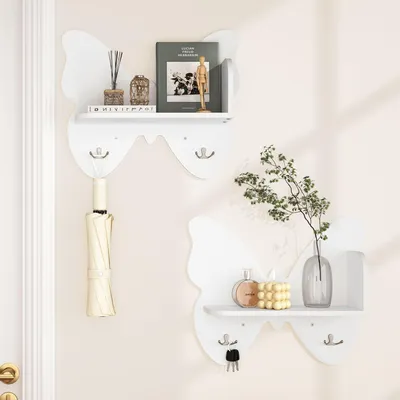 Produktbild von Wandregale 2er Set, Holz, weiß, für Wohnzimmer