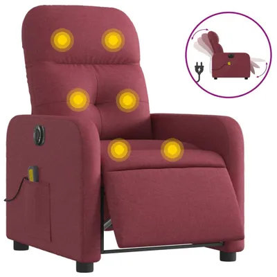 Produktbild von vidaXL Massagesessel Elektrisch Weinrot Stoff