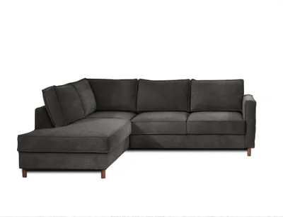 Produktbild von Lisa Design JAKE - Ecksofa mit Schlaffunktion - 5-Sitzer - Samt - links , Dunkelgrau