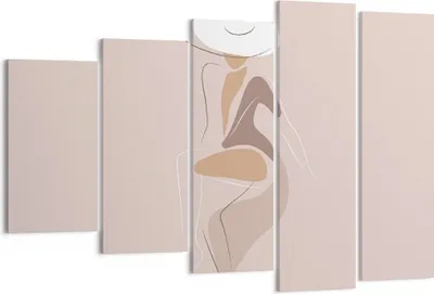 Produktbild von Bild auf Leinwand - Leinwandbild - 5 Teile - Buntstift Frau Hut - 150x100cm - Wand Bild - Wanddeko - Wandbilder - Leinwanddruck - Bilder - Wanddekoration - Leinwand bilder - Wandbild - EG150x100-4773