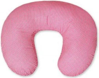 Image de Coussin d'allaitement ergonomique en forme de croissant rose foncé avec housse en coton amovible Bobono