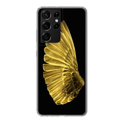 Produktbild von MuchoWow® Handyhülle Schutzhülle Hülle für Samsung Galaxy S21 Ultra Goldene Flügel auf schwarzem Hintergrund Silikon Softcase Handy Hülle - Mobiltelefon