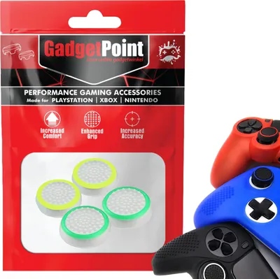 Immagine prodotto di Thumbgrips - Thumbgrips per PlayStation, PS5, Xbox X/S, One e Switch Pro Controller - Thumbgrips da gioco - Thumbstick antiscivolo ad alte prestazioni - Accessori di protezione - Bianco, verde e bianco-verde chiaro -