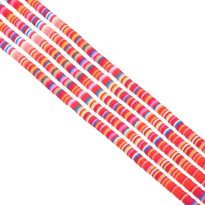 Produktbild von Clay Perlen Set - 6 mm runde flache Spacer - für Armbänder Halsketten und Ohrringe - 1750 Stück 5 Stränge - Rot Blau Orange