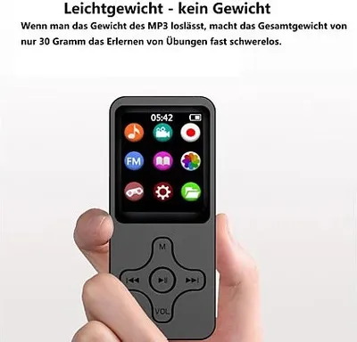 Produktbild von AIORBER MP3/MP4-Player, mit Bluetooth 4.0, Musik- und Video-Wiedergabe, Aufnahmefunktion, Radio, Dokumentenanzeige, 9 x 3,9 x 1 cm, Schwarz