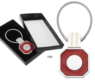 Produktbild von MPM-Quality Schlüsselanhänger Metall Drehverschluss mit Schlaufe Silber/Rot