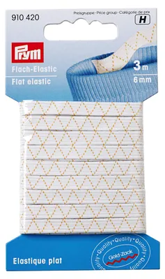 Platte elastische Tape 6 mm x 3 m, Weiß, waschbar bis 95 °C