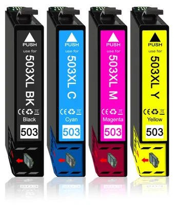 Four ink cartridges are lined up and shown from the front.