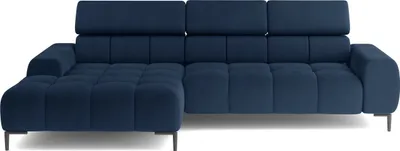 Produktbild von DOMO-HOME Ecksofa PLAZA Mini mit Elektrischer Sitzverstellung 270x177cm | Moderner Stil |Hoher Komfort | Verstellbare Kopfstützen | Bezug Solar in Beige | Farbe dunkelblau | Rechts