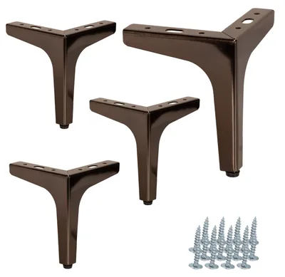 Obrázek produktu pro Sada nožiček k nábytku „Anchor“ 15 cm – sada 4 kusů z kovu, černý chrom, lesklý, včetně sady šroubů