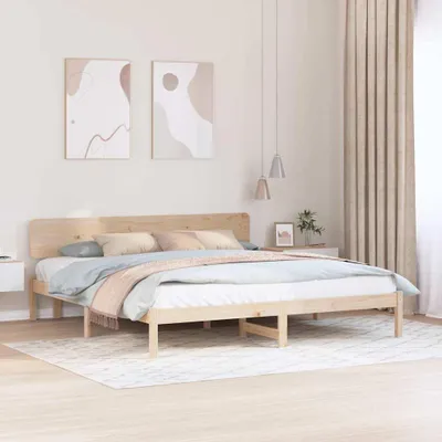 Image de Maison Exclusive - Cadre de lit avec tête de lit Nature 180 x 200 cm Bois de pin massif