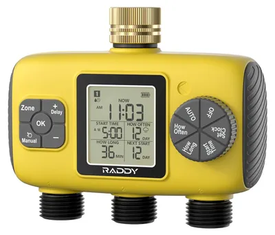 Bewässerungstimer 3 Zonen, IPX5, LCD-Display, manuelle Bewässerung