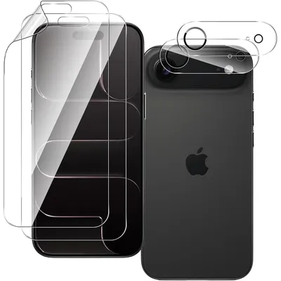 Image de Film de protection en hydrogel pour iPhone 17 Air, lot de 2 films pour l'écran et 2 protections pour l'appareil photo, en TPU, anti-traces de doigts, résistant aux rayures