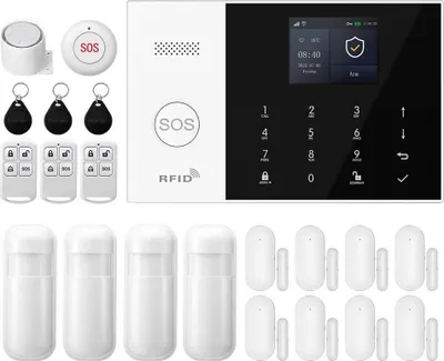 Produktbild von Drahtloses Sicherheitsalarmsystem, Smart-Home-Kompatibilität, Echtzeitbenachrichtigungen, 4G WiFi Kit E