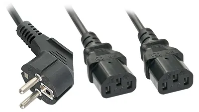 Image de LINDY IEC-Y-Netzkabel Schuko auf 2x C13 2m