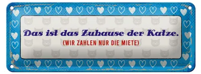 Produktbild von Blechschild Spruch 27x10 cm Das ist das Zuhause vom Katze Schild