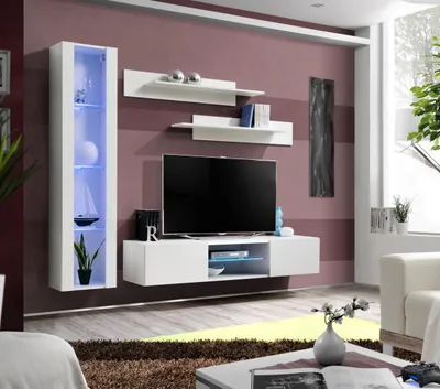 Produktbild von Weiß Wohnwand Wand Regale Luxus Hänge Vitrine Designer  Möbel Modern Einrichtung