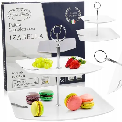 Produktbild von Festa Italia Izabella Porzellan-Etagere Weiß Modern 2-stufig