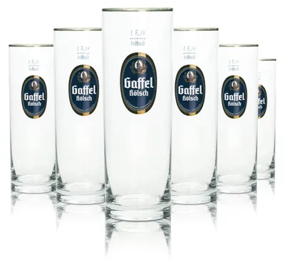 Produktbild von 6x Gaffel Bier Glas 0,3l Kölsch Stange Becher Goldrand Gläser Köln Pils Beer Bar
