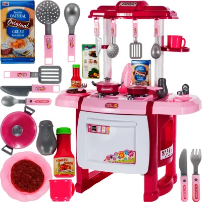 Produktbild von MalPlay Kinderküche XXL Spielküche mit 2 Herdplatten, Backofen | mit Kochgeschirr, inkl. Licht und Kochgeräuschen | Rollenspiel Geschenk für Jungen und Mädchen ab 3 Jahren