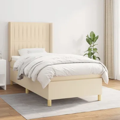 Produktbild von Boxspringbett mit Matratze Creme 100x200 cm Stoff