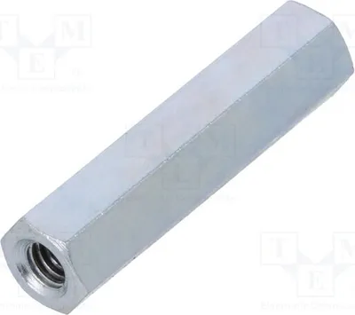 Obrázok produktu pre 10 kusov distančných objímok so závitom, vnútorný závit M4, šesťhranný, dĺžka 30 mm. 126X30 – distančné prvky