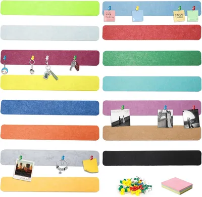 Produktbild von Selbstklebende Kork-Memo-Bretter, 15 Stück, 30 x 5 cm, mit Pinnnadeln und Notizzetteln, für Büro und Zuhause