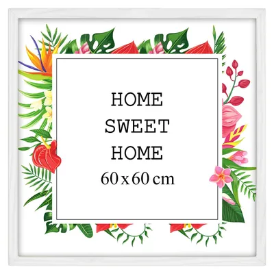 Obrázok produktu pre Rám na obrázky MG Design, biela, 60 x 60 cm – vyrobený z prírodného dreva s akrylátovým sklom, určený na zavesenie aj na postavenie, vhodný na fotografie, plagáty a puzzle