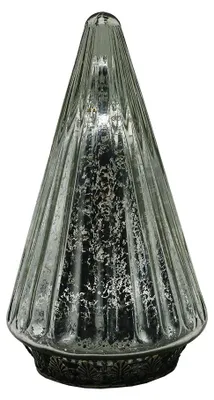 Produktbild von Clayre & Eef Weihnachtsdekoration mit LED-Beleuchtung Weihnachtsbaum Ø 11x19 cm Silberfarbig Glas