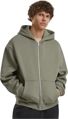 Imagen del producto de Construye tu marca. Suéter con cremallera de tejido suave, color verde, talla M, para hombre