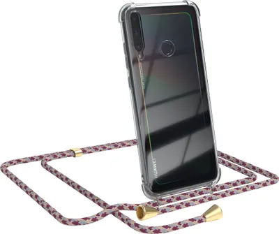 Produktbild von EAZY CASE Handykette kompatibel mit Huawei P40 Lite E, Handyhülle mit Umhängeband, Handykordel, Schutzhülle Clear, Band in Rot