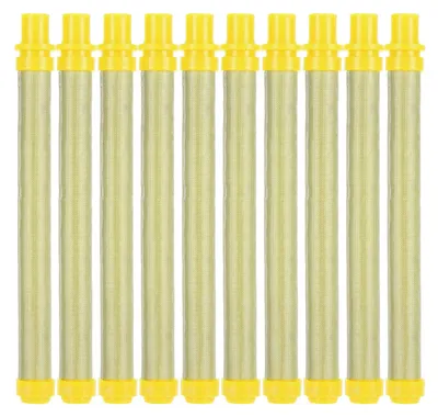 Zdjęcie produktu dla Zestaw 10 filtrów do natrysku farby bezpowietrznego, o gęstości 100 oczek – wysokowydajne filtry zamienne do pistoletu natryskowego, akcesoria do farb, kolor żółty