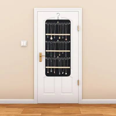 Produktbild von Doppelzahliges Schmuckorganizer mit 32 Fächern - Organizer für Ohrringe, Halsketten, Armbänder, Ringe, Uhren (88 cm)