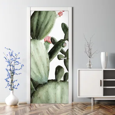 Produktbild von Dekorative Türposter Klebefolie selbstklebend Wandaufkleber Kaktusblüte Aquarell 85 x 200 cm