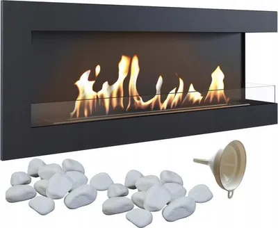 Obrázok produktu pre Nástenný bioetanolový krb Delta 1200 pravostranné s dekoratívnymi kameňmi s dekoratívnymi kameňmi